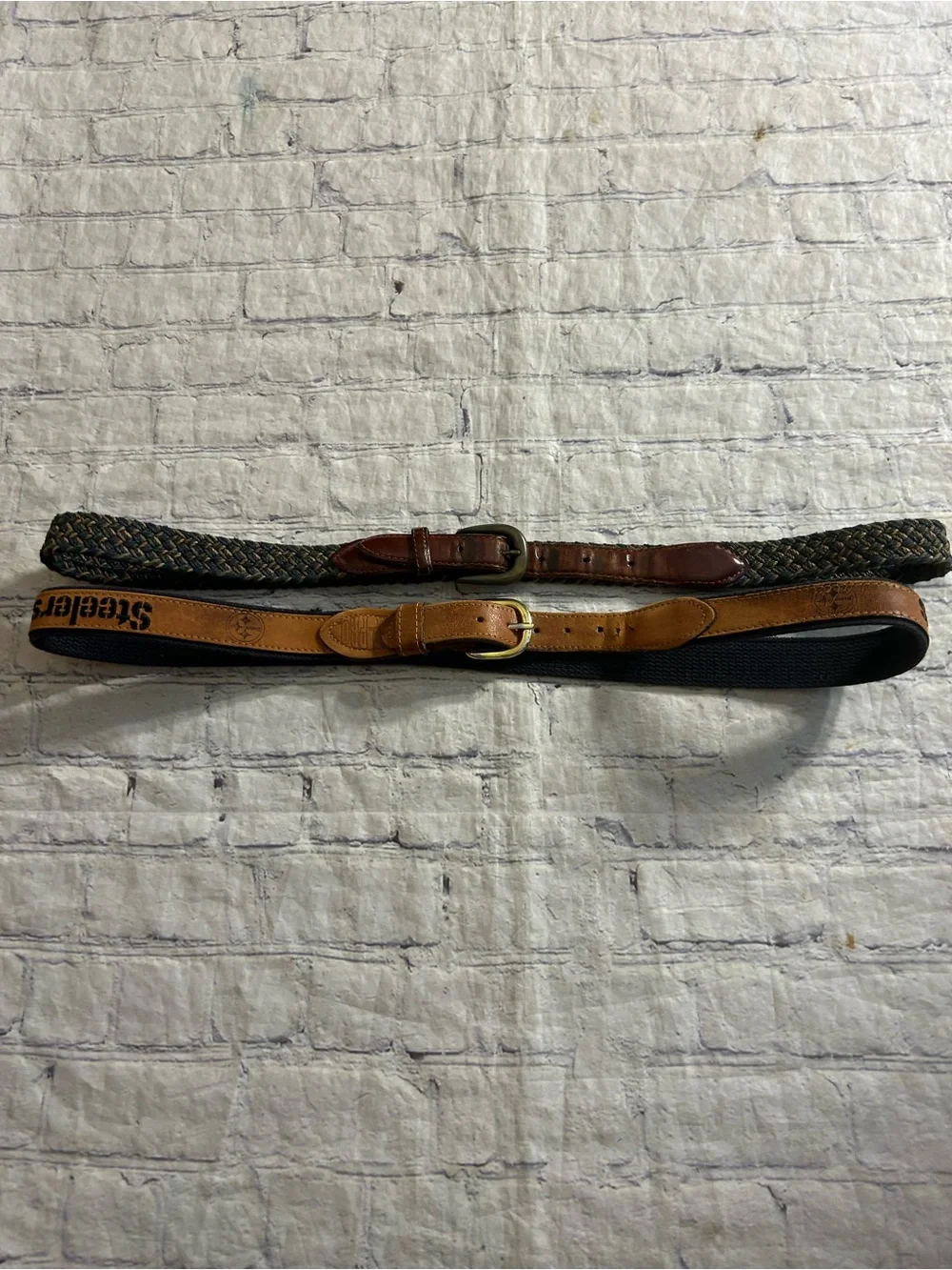 ZEP-PRO STEELERS USA BROWN & NAVY SIZE 40 BELT GENERAL LEATHER WEAVED BELT 42